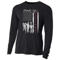 Veterans Day Thank You Veterans Proud Patriotic Usa Flag Cooling Performance Long Sleeve Crew