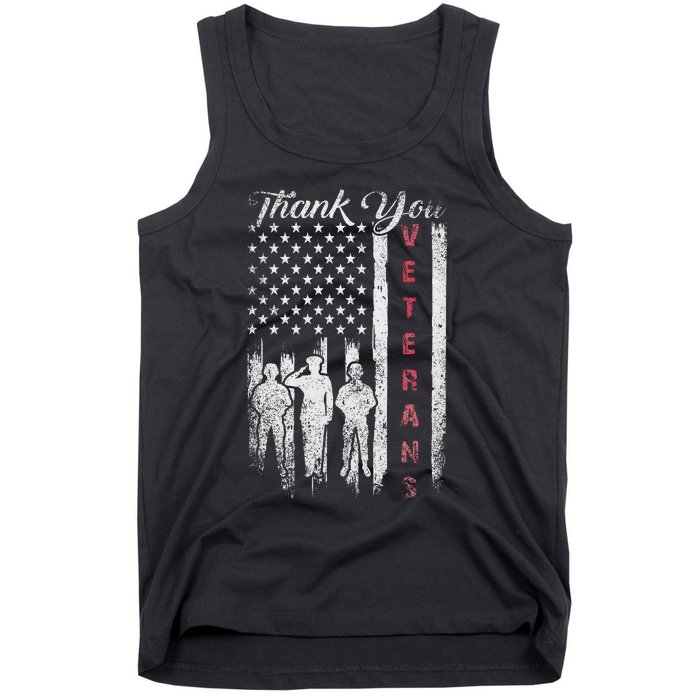 Veterans Day Thank You Veterans Proud Patriotic Usa Flag Tank Top