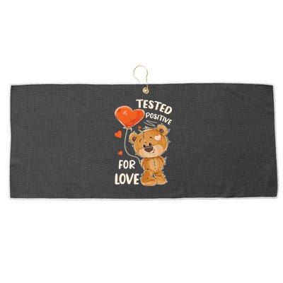 Valentines Day Teddy Bear With Heart Balloon For Her Gift Large Microfiber Waffle Golf Towel