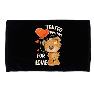 Valentines Day Teddy Bear With Heart Balloon For Her Gift Microfiber Hand Towel