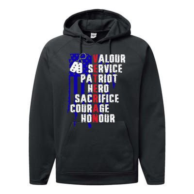 Veterans Day thank you veterans  Performance Fleece Hoodie