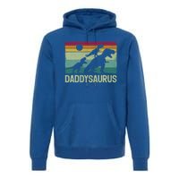 Vintage Daddysaurus Trex Dinosaur Daddy FatherS Day Gift Premium Hoodie