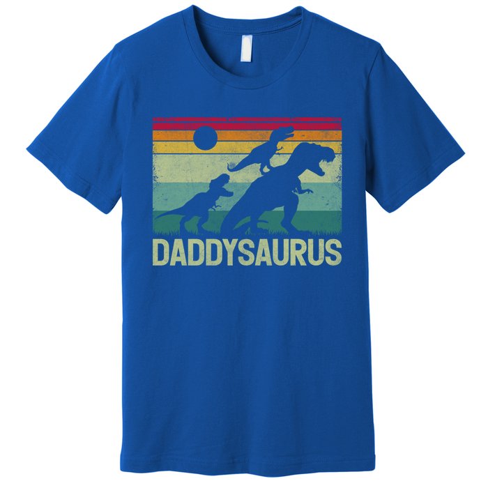 Vintage Daddysaurus Trex Dinosaur Daddy FatherS Day Gift Premium T-Shirt