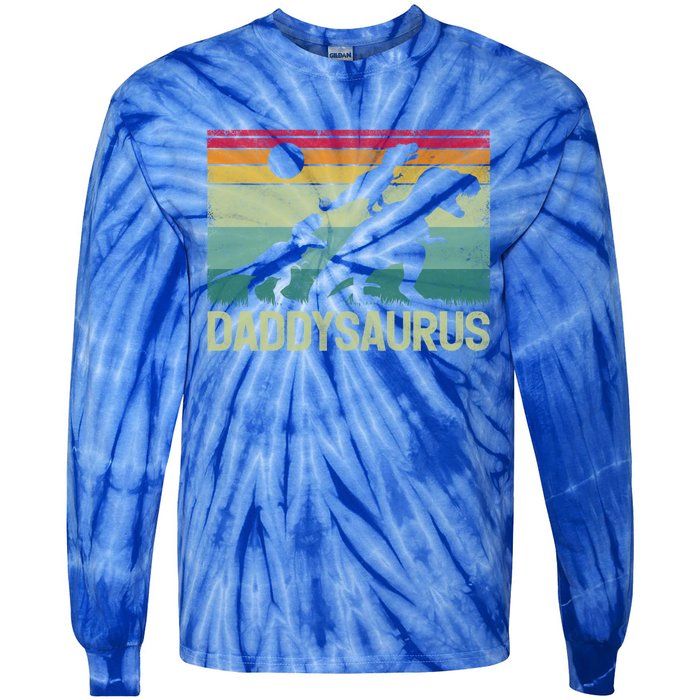 Vintage Daddysaurus Trex Dinosaur Daddy FatherS Day Gift Tie-Dye Long Sleeve Shirt