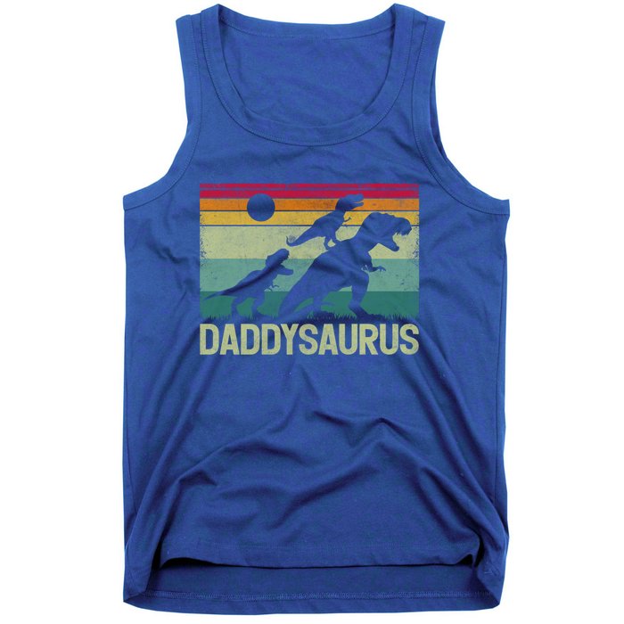 Vintage Daddysaurus Trex Dinosaur Daddy FatherS Day Gift Tank Top