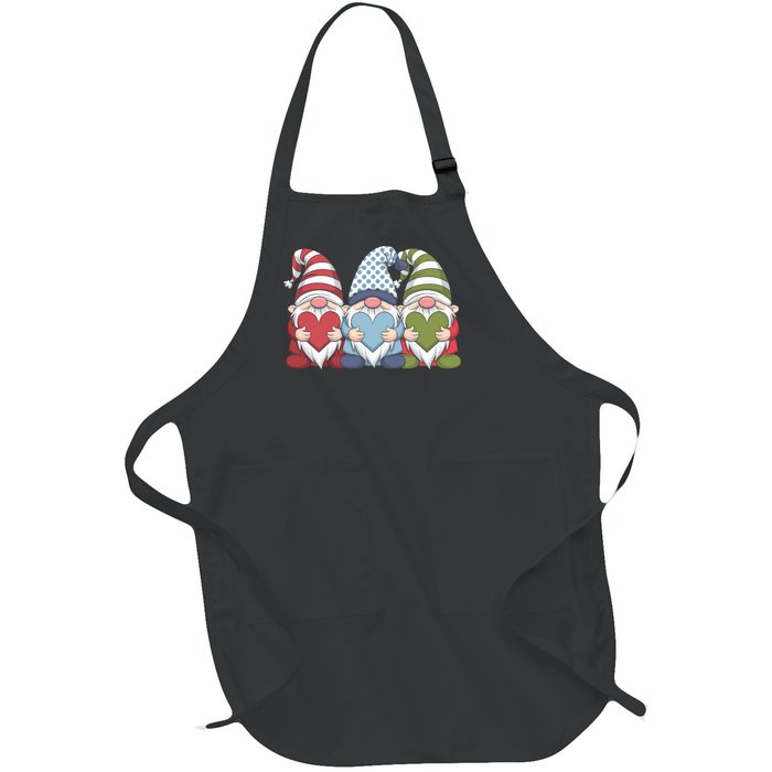 ValentineS Day Three Gnomes Holding Heart For Wo Girl Full-Length Apron With Pockets