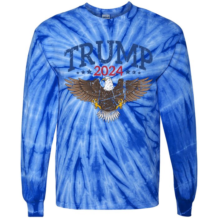 Vintage Donald Trump 2024 Eagle Gift Tie-Dye Long Sleeve Shirt