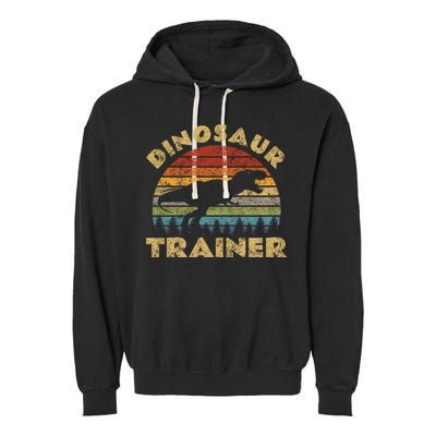 Vintage Dinosaur Trainer Halloween Costume Retro Sunset Dino Cool Gift Garment-Dyed Fleece Hoodie