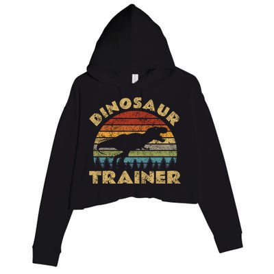 Vintage Dinosaur Trainer Halloween Costume Retro Sunset Dino Cool Gift Crop Fleece Hoodie