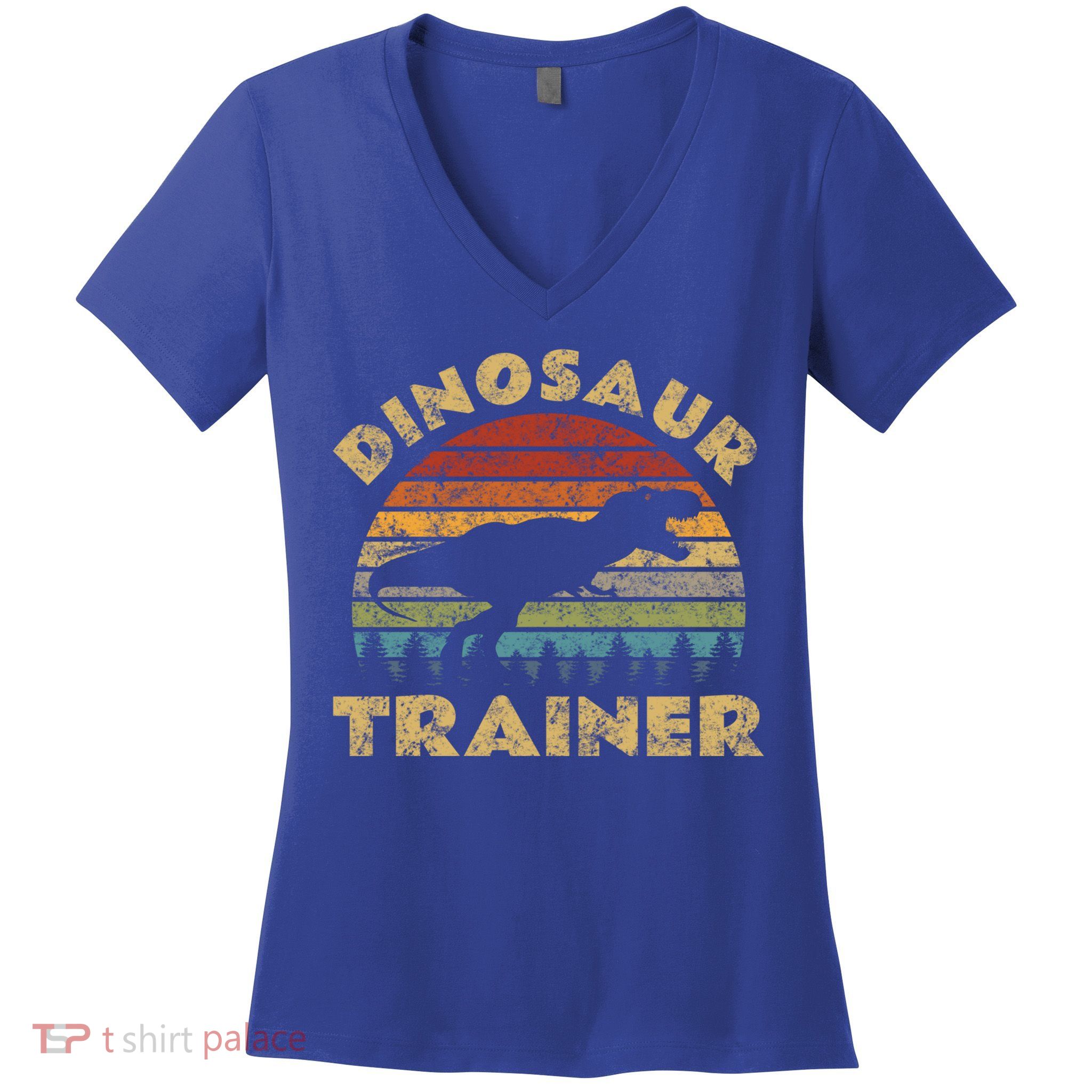Vintage Dinosaur Trainer Halloween Costume Retro Sunset Dino Cool Gift Women's V-Neck T-Shirt