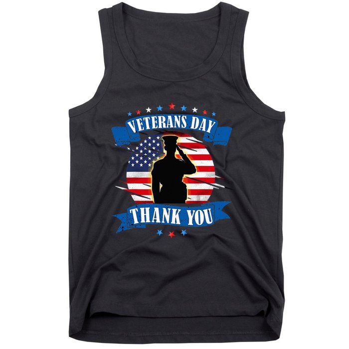 Veterans Day Thank you gifts American Flag Veteran Tank Top