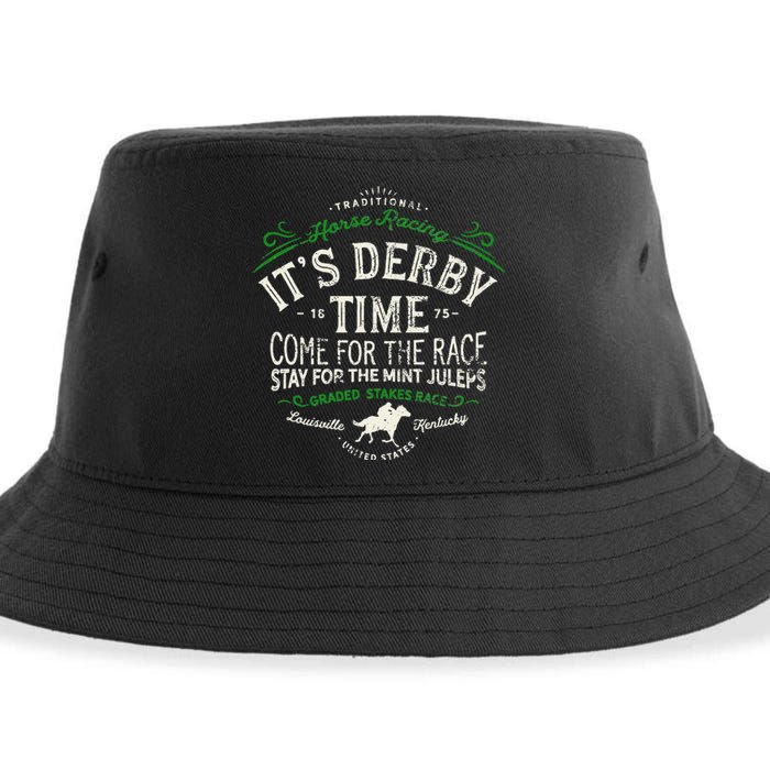 Vintage Derby Time Louisville Kentucky Horse Racing Sustainable Bucket Hat