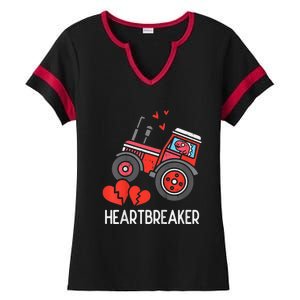 Valentines Day Tractor Heartbreaker Truck Ladies Halftime Notch Neck Tee