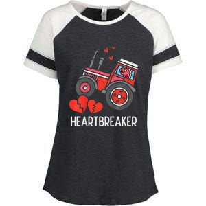 Valentines Day Tractor Heartbreaker Truck Enza Ladies Jersey Colorblock Tee