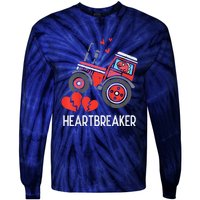 Valentines Day Tractor Heartbreaker Truck Tie-Dye Long Sleeve Shirt