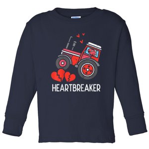 Valentines Day Tractor Heartbreaker Truck Toddler Long Sleeve Shirt