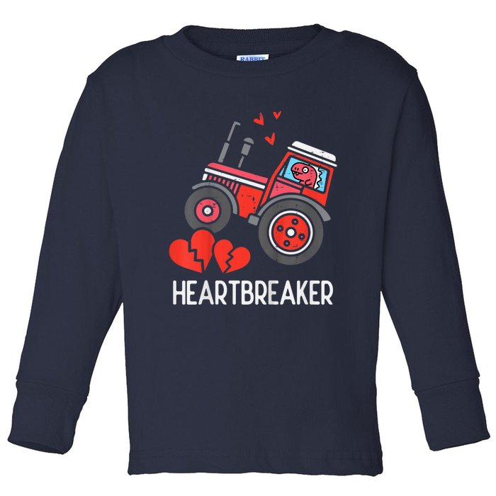 Valentines Day Tractor Heartbreaker Truck Toddler Long Sleeve Shirt