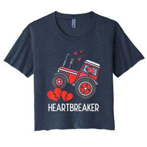 Valentines Day Tractor Heartbreaker Truck Women's Crop Top Tee