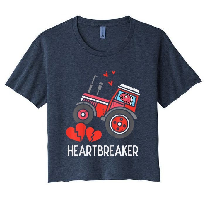 Valentines Day Tractor Heartbreaker Truck Women's Crop Top Tee