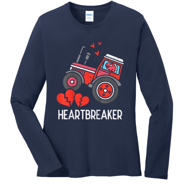 Valentines Day Tractor Heartbreaker Truck Ladies Long Sleeve Shirt