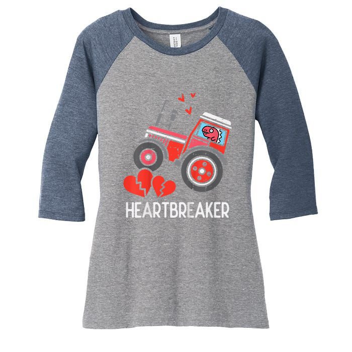 Valentines Day Tractor Heartbreaker Truck Women's Tri-Blend 3/4-Sleeve Raglan Shirt