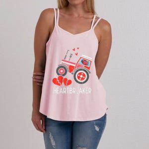 Valentines Day Tractor Heartbreaker Truck Women's Strappy Tank