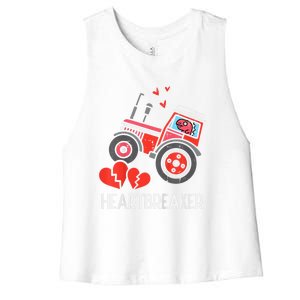 Valentines Day Tractor Heartbreaker Truck Women's Racerback Cropped Tank