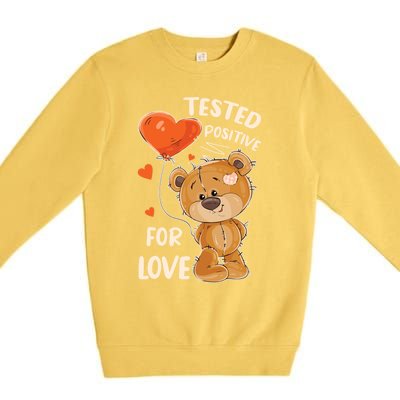 Valentines Day Teddy Bear With Heart Balloon For Her Cute Gift Premium Crewneck Sweatshirt