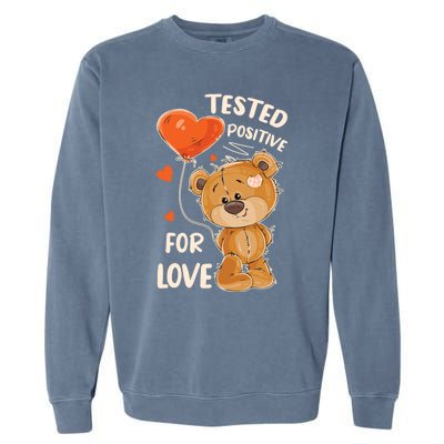 Valentines Day Teddy Bear With Heart Balloon For Her Cute Gift Garment-Dyed Sweatshirt