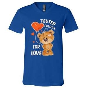 Valentines Day Teddy Bear With Heart Balloon For Her Cute Gift V-Neck T-Shirt