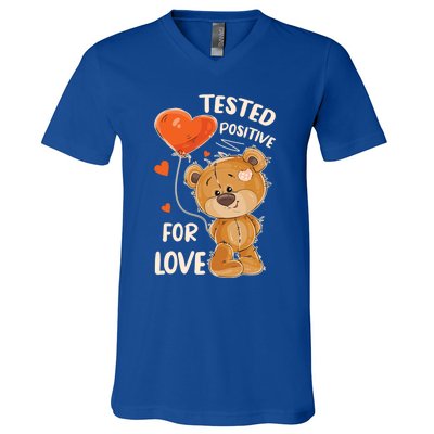 Valentines Day Teddy Bear With Heart Balloon For Her Cute Gift V-Neck T-Shirt