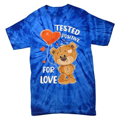 Valentines Day Teddy Bear With Heart Balloon For Her Cute Gift Tie-Dye T-Shirt