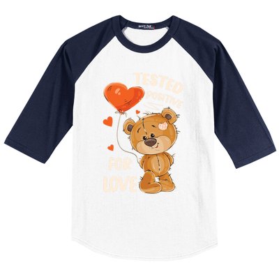 Valentines Day Teddy Bear With Heart Balloon For Her Cute Gift Baseball Sleeve Shirt