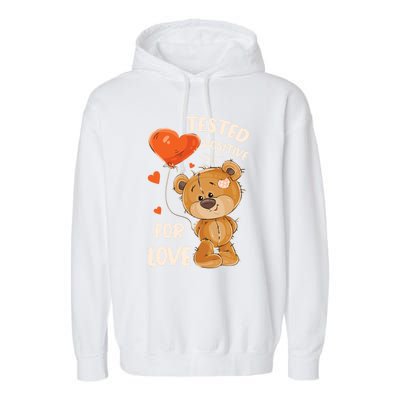 Valentines Day Teddy Bear With Heart Balloon For Her Cute Gift Garment-Dyed Fleece Hoodie