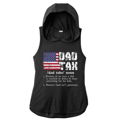 Vintage Dad Tax Definition Funny Fathers Day America Flag Ladies PosiCharge Tri-Blend Wicking Draft Hoodie Tank