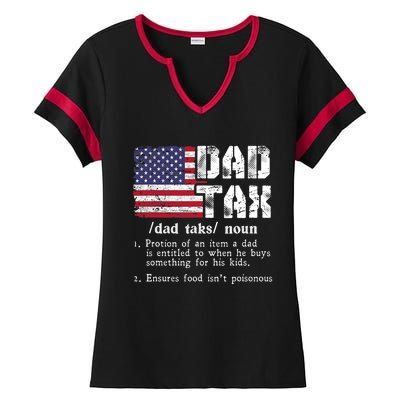 Vintage Dad Tax Definition Funny Fathers Day America Flag Ladies Halftime Notch Neck Tee