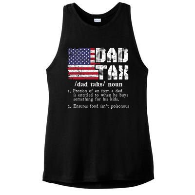 Vintage Dad Tax Definition Funny Fathers Day America Flag Ladies PosiCharge Tri-Blend Wicking Tank