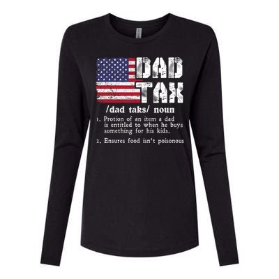 Vintage Dad Tax Definition Funny Fathers Day America Flag Womens Cotton Relaxed Long Sleeve T-Shirt