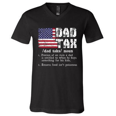 Vintage Dad Tax Definition Funny Fathers Day America Flag V-Neck T-Shirt