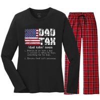 Vintage Dad Tax Definition Funny Fathers Day America Flag Women's Long Sleeve Flannel Pajama Set 