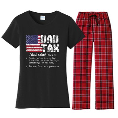 Vintage Dad Tax Definition Funny Fathers Day America Flag Women's Flannel Pajama Set