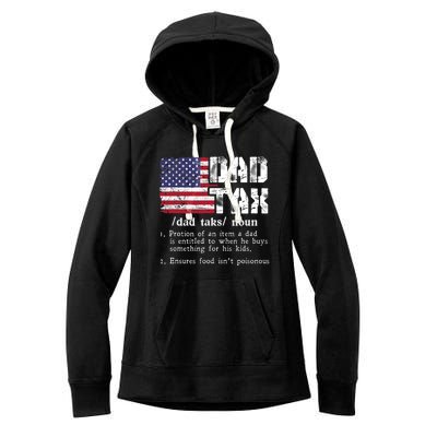 Vintage Dad Tax Definition Funny Fathers Day America Flag Women's Fleece Hoodie