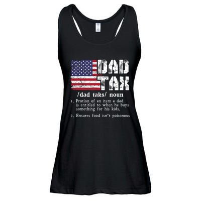 Vintage Dad Tax Definition Funny Fathers Day America Flag Ladies Essential Flowy Tank