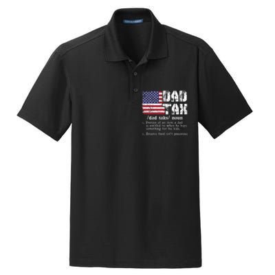 Vintage Dad Tax Definition Funny Fathers Day America Flag Dry Zone Grid Polo