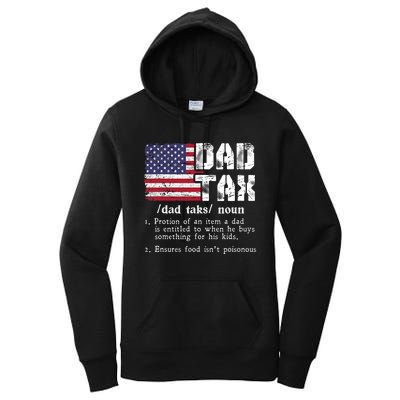 Vintage Dad Tax Definition Funny Fathers Day America Flag Women's Pullover Hoodie