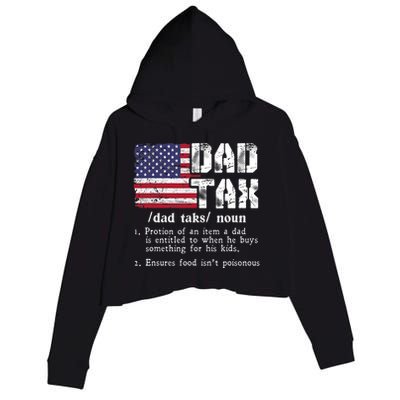 Vintage Dad Tax Definition Funny Fathers Day America Flag Crop Fleece Hoodie