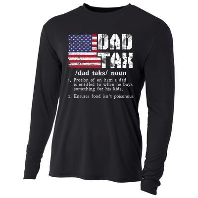 Vintage Dad Tax Definition Funny Fathers Day America Flag Cooling Performance Long Sleeve Crew