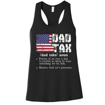 Vintage Dad Tax Definition Funny Fathers Day America Flag Women's Racerback Tank