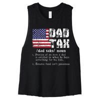 Vintage Dad Tax Definition Funny Fathers Day America Flag Women's Racerback Cropped Tank