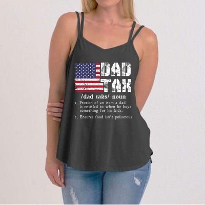 Vintage Dad Tax Definition Funny Fathers Day America Flag Women's Strappy Tank